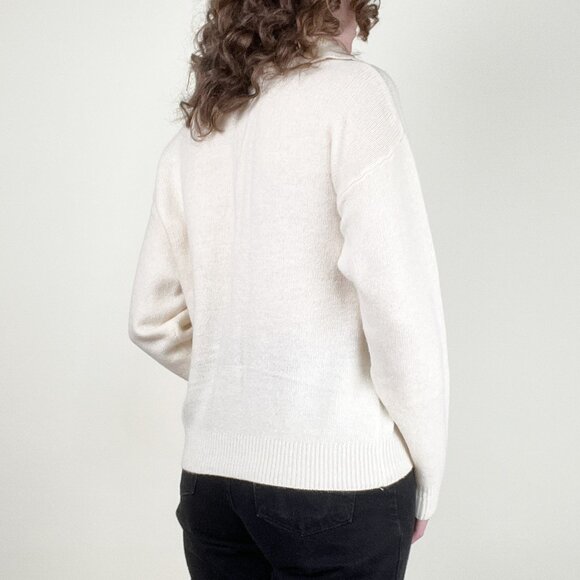 Vintage Angora Lambswool Polo Sweater Preppy Old Money Quiet Luxury Wool 80s 90s - Picture 3 of 7